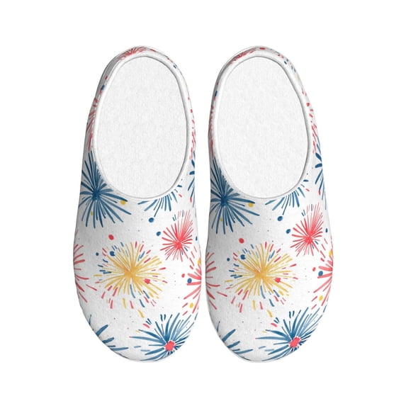 Lsque Bright Colorful Fireworks Pattern Womens Comfort Cotton on Scuff With Memory Foam and Anti-skid Sole Slipper-39/40