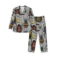thumbnail image 1 of Lsque Bright Insects Pattern Long Sleeve Pajama Set for Men - Soft 2-Piece Sleepwear and Loungewear Set with Pockets, Comfy Nightwear-Small, 1 of 7