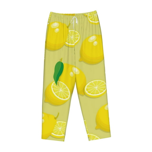 Lsque Bright Lemons Print Women's Pajama Pants, Lounge Pant - Comfortable Home Wear,Elastic Waistband, Stylish Design-Small