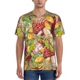 thumbnail image 1 of Lsque Bright Mushrooms Pattern Mens Polo Golf Shirts Funny Graphics Shorts Sleeve Button Shirts Baseball T-shirt-4X-Large, 1 of 7