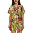 thumbnail image 1 of Lsque Bright Mushrooms Women's Short-Sleeved Pajama Set - 2 Piece Soft and Lightweight Sleepwear Set-3X-Large, 1 of 9