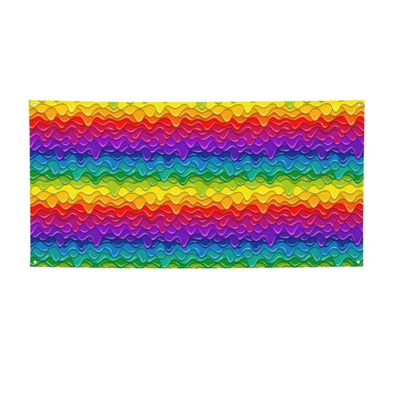 Lsque Bright Rainbow Pattern Party Banner, Festive Banner , Holiday Celebrations and Events for Carnival Birthday Party Festival Decorations-Small