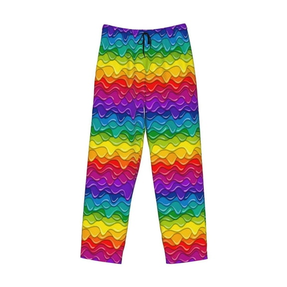 Lsque Bright Rainbow Print Men's Pajama Pants, Lounge Pant - Comfortable Home Wear,Elastic Waistband, Stylish Design-Medium