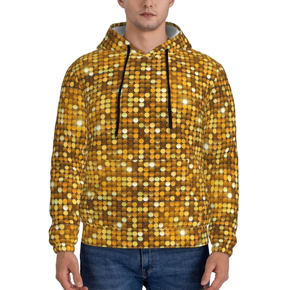 Lsque Bright Shiny Golden Pattern Casual Men's Hoodie,Hooded Sweatshirt with Kangaroo Pocket,Pullover Hoodie-4X-Large