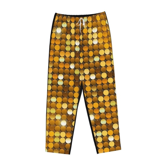 Lsque Bright Shiny Golden Print Women's Pajama Pants, Lounge Pant - Comfortable Home Wear,Elastic Waistband, Stylish Design-XX-Large
