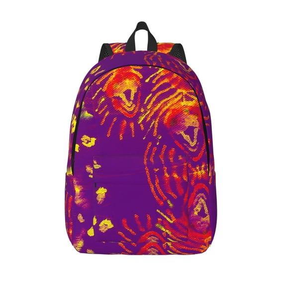 Lsque Bright Textured Animal Pattern Canvas Daypack, Durable Backpack, High-quality Versatile Backpack,Vintage Compact Backpack-Medium