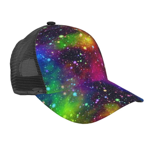 Lsque Bright Universe Printed Trucker Hat - Baseball Cap for Men Women - Breathable Mesh Side, Adjustable Fit - for Casual Wear