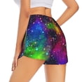 thumbnail image 1 of Lsque Bright Universe Printed Women's Running Shorts with Liner Pockets,Elastic Quick Dry Workout Athletic Gym Yoga Shorts,Womens High Waist Shorts-X-Large, 1 of 9