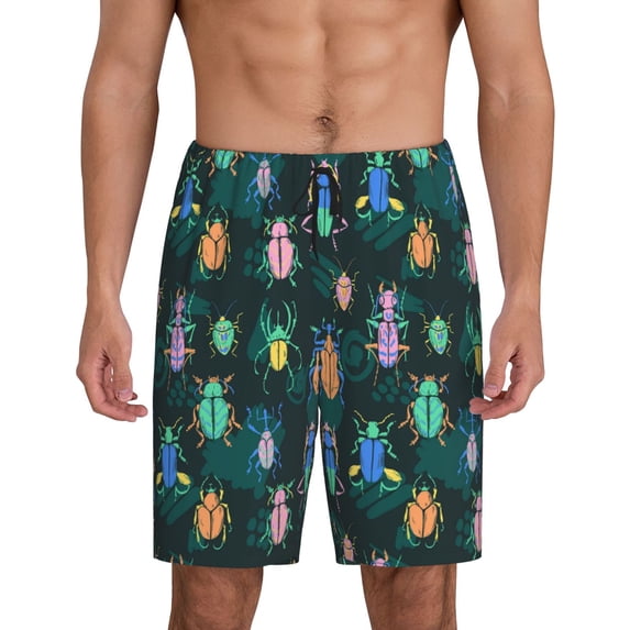 Lsque Bright ladybugs Pattern Mens Sleep Pajama Shorts,Short Pajama Pants, Cotton Ultra-Soft Knit-Small