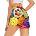 thumbnail image 1 of Lsque Brightly Colored Cupcakes Printed Women's Running Shorts with Liner Pockets,Elastic Quick Dry Workout Athletic Gym Yoga Shorts,Womens High Waist Shorts-Small, 1 of 9