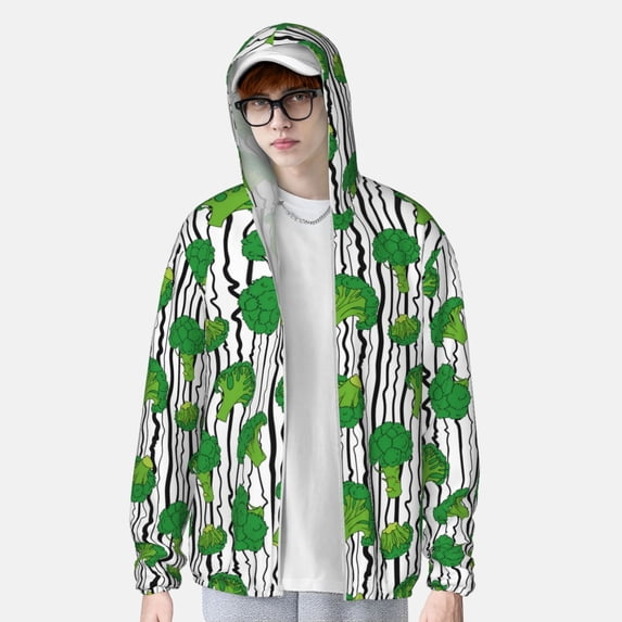 Lsque Broccoli 2 UPF 50+ Lightweight Sun Protection Men's Women's Long Sleeve Shirt, Hoodie Performance -Large