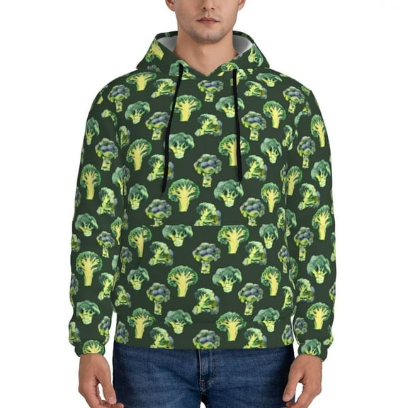 Lsque Broccoli 3 Pattern Casual Men's Hoodie,Hooded Sweatshirt with Kangaroo Pocket,Pullover Hoodie-Large