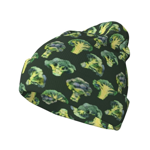 Lsque Broccoli 3 Pattern Knitted Beanie, Unisex Winter Hat, Knit Hat Winter Beanies Thick Fisherman Beanies Cuffed Plain Skull Caps