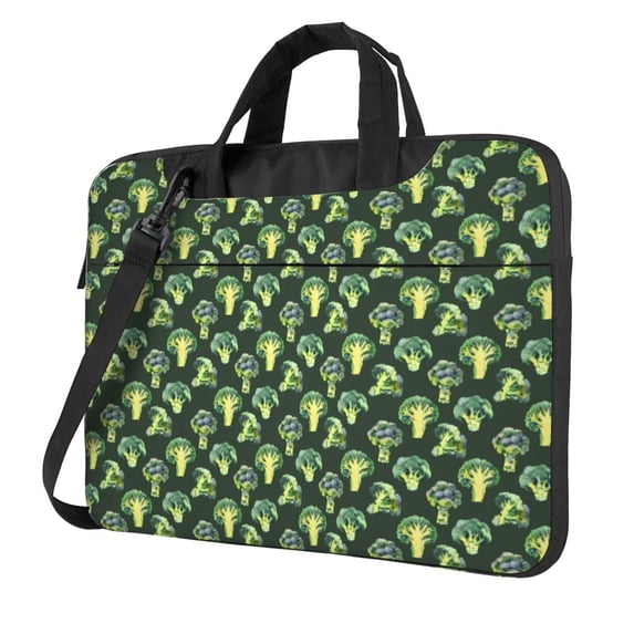 Lsque Broccoli 3 Pattern Laptop Bag – Portable & Slim Single-Shoulder Computer Case with Adjustable Strap, Protective, Lightweight for 13”/14”/15.6” Laptops