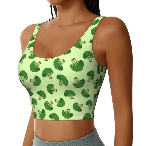 Lsque Broccoli Vegetables Printed Women'S Sports Bra, Compression, Moisture Wicking, High-Impact Sports Bra For Women,Supportive sports bra-Medium