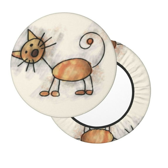 Lsque Brown Cat Cartoon Round Bar chair cushion covers Velvet Fabric Premium Comfort Protects from Scratches and Stains for 14-17 Inch Chair- 13 inch
