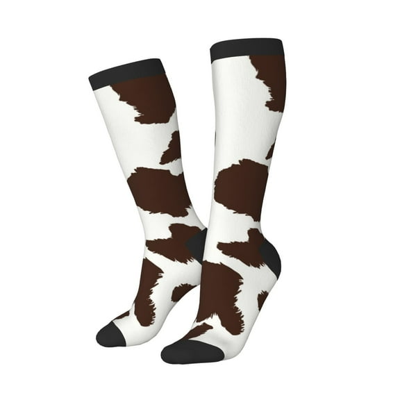 Lsque Brown Cow Printed Crew Socks Men's Women's LightWeight Thin Casual Calf Socks ,Knee High Socks,Cotton Socks