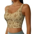 thumbnail image 1 of Lsque Brown Flowers Printed Women'S Sports Bra, Compression, Moisture Wicking, High-Impact Sports Bra For Women,Supportive sports bra-Small, 1 of 9
