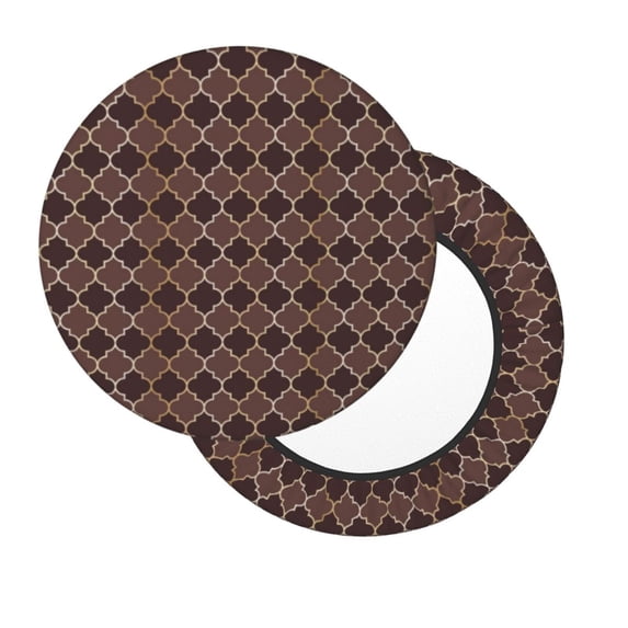 Lsque Brown Gold Grid Round Bar chair cushion covers Velvet Fabric Premium Comfort Protects from Scratches and Stains for 14-17 Inch Chair- 14 inch
