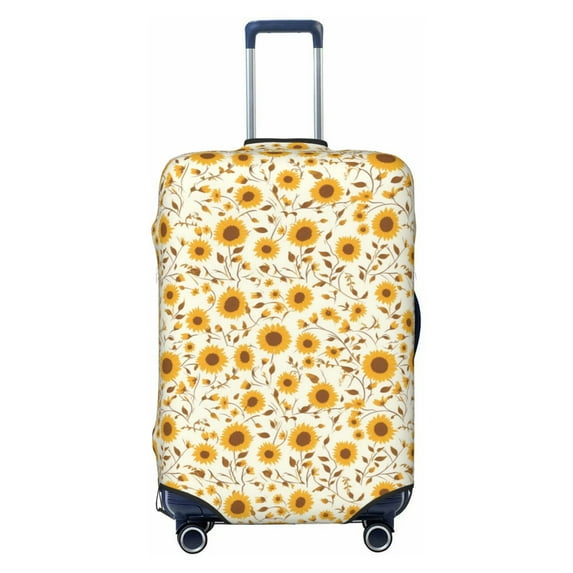 Lsque Brown Leaf Sunflower Printed Luggage Cover, Travel Luggage Protector,Scratch and Dirt Resistant, Fits 18-32 Inch Luggage - Medium