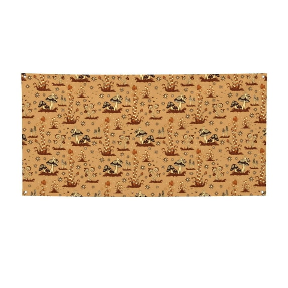 Lsque Brown Mushrooms Pattern Party Banner, Festive Banner , Holiday Celebrations and Events for Carnival Birthday Party Festival Decorations-Small