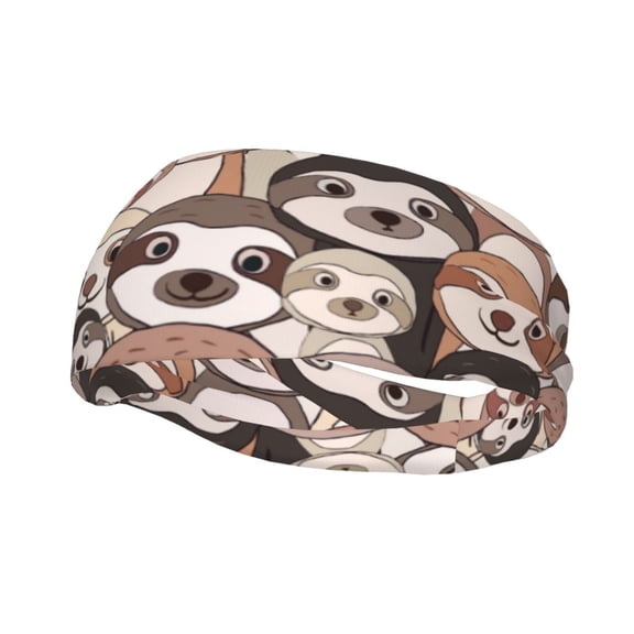 Lsque Brown Sloth Pattern Sweatbands Sports Headband for Men & Women - Moisture Wicking Athletic Cotton Terry Cloth Sweatband for Tennis, Basketball, Running