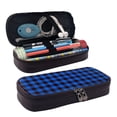 thumbnail image 1 of Lsque Buffalo Plaid Blue Black Printed Big Capacity PU Leather Pencil Case Large Pencil Pouch Stationery Pen Bag Pencil Holder for Teen, 1 of 6