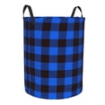 thumbnail image 1 of Lsque Buffalo Plaid Blue Black pattern Laundry Hamper Basket, Tall Woven Rope Hamper Basket for Clothes, Lightweight Storage Basket, Collapsible Waterproof-Medium, 1 of 8