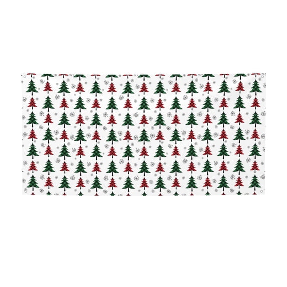 Lsque Buffalo Plaid Christmas Trees Pattern Party Banner, Festive Banner , Holiday Celebrations and Events for Carnival Birthday Party Festival Decorations-Small