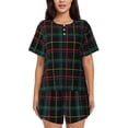 thumbnail image 1 of Lsque Buffalo Plaid Dark Green Women's Short-Sleeved Pajama Set - 2 Piece Soft and Lightweight Sleepwear Set-Small, 1 of 9