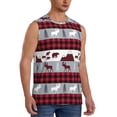 thumbnail image 1 of Lsque Buffalo Plaid Forest Print Men's Cotton Blend Sleeveless Muscle Shirts (S-3XL)- Moisture Wicking, Odor Protection, UPF 30+,X-Large, 1 of 8