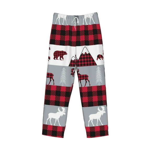 Lsque Buffalo Plaid Forest Print Men's Pajama Pants, Lounge Pant - Comfortable Home Wear,Elastic Waistband, Stylish Design-X-Large