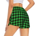 thumbnail image 1 of Lsque Buffalo Plaid Green Black Printed Women's Running Shorts with Liner Pockets,Elastic Quick Dry Workout Athletic Gym Yoga Shorts,Womens High Waist Shorts-Large, 1 of 9