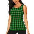 thumbnail image 1 of Lsque Buffalo Plaid Green Black Printed Workout Tank Tops for Women, Athletic Sports Tank Tops, Compression Sleeveless Dry Fit Shirts,Sleeveless Yoga Shirt-, 1 of 9