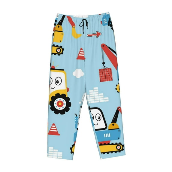 Lsque Building Truck Print Women's Pajama Pants, Lounge Pant - Comfortable Home Wear,Elastic Waistband, Stylish Design-Small