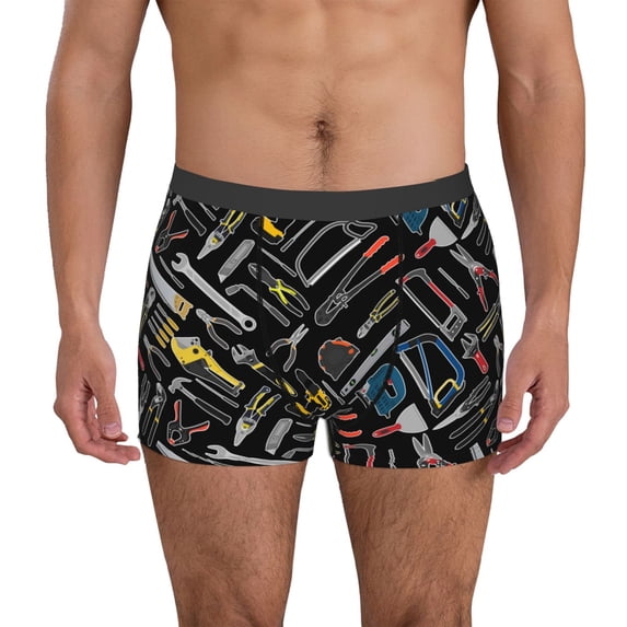 Lsque Building hand tools Pattern Men’s Total Support Pouch Boxer Briefs, X-Temp Cooling, Moisture-Wicking Underwear, Regular, Long-leg and Trunk-Medium