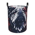 thumbnail image 1 of Lsque Bulldog with Forest Flag Pattern Laundry Hamper Basket, Tall Woven Rope Hamper Basket for Clothes, Lightweight Storage Basket, Collapsible Waterproof-Small, 1 of 6