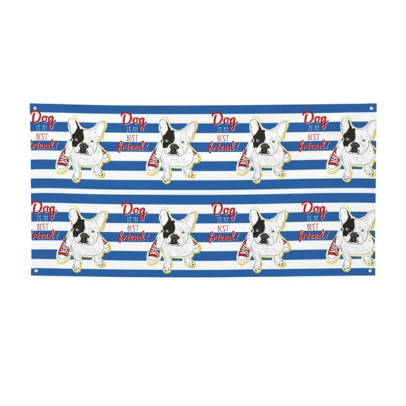 Lsque Bulldog Friend Pattern Party Banner, Festive Banner , Holiday Celebrations and Events for Carnival Birthday Party Festival Decorations-Small
