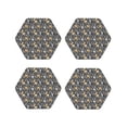 thumbnail image 1 of Lsque Bulldog Print Pattern 4" Drink Coasters Set of 4, PVC Leather Absorbent Coasters, Table Coaster Set Decorative Coffee Cup Coasters Housewarming Gift -Hexagon, 1 of 6