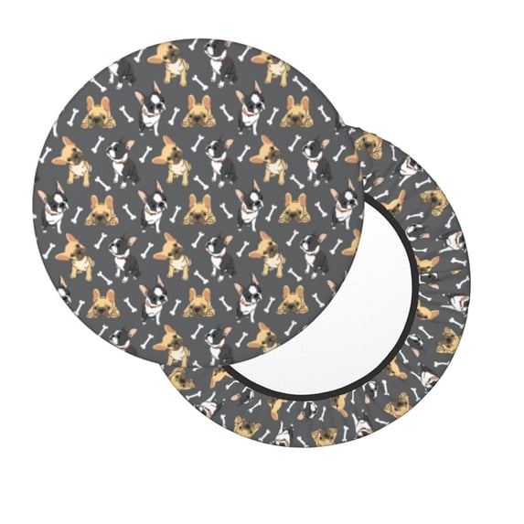 Lsque Bulldog Print Round Bar chair cushion covers Velvet Fabric Premium Comfort Protects from Scratches and Stains for 14-17 Inch Chair- 12 inch