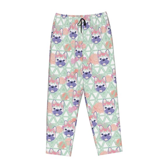 Lsque Bulldog Print Women's Pajama Pants, Lounge Pant - Comfortable Home Wear,Elastic Waistband, Stylish Design-Small
