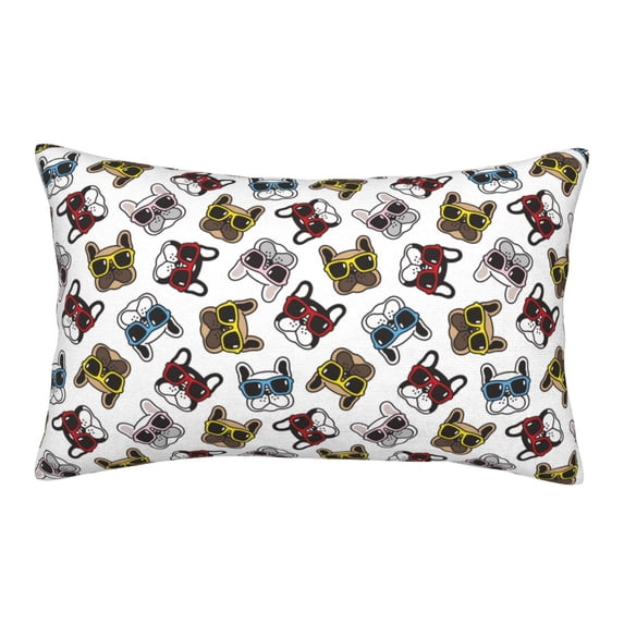 Lsque Bulldog Sunglasses Face Pattern Pillow Case – Soft & Cozy Throw Pillow Cover, Hypoallergenic Cushion Case for Sleeping Women with Envelope Closure-14"x20"