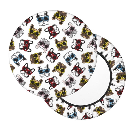 Lsque Bulldog Sunglasses Face Round Bar chair cushion covers Velvet Fabric Premium Comfort Protects from Scratches and Stains for 14-17 Inch Chair- 13 inch
