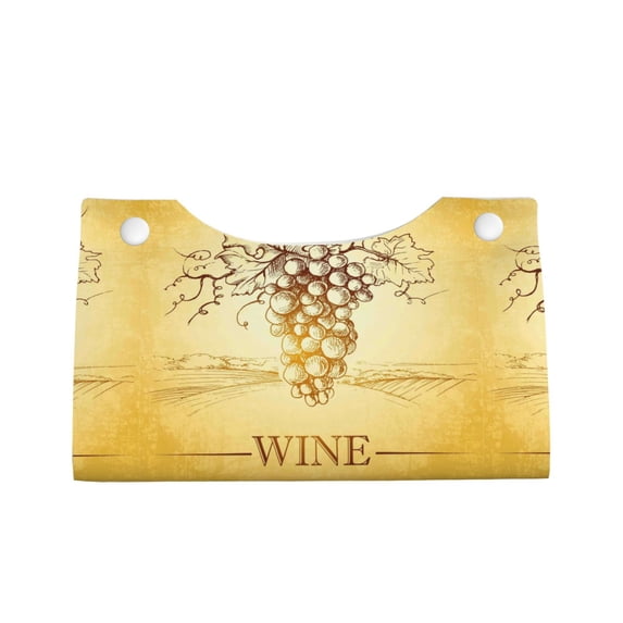 Lsque Bunch of Grapes Printed Long Tissue Box Cover Holder, Facial Paper Organizer Dispenser,Triangle with Bottom Belt, PVC Leather Decorative Organizer