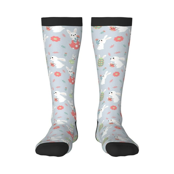 Lsque Bunny cartoon with easter Printed Crew Socks Men's Women's LightWeight Thin Casual Calf Socks ,Knee High Socks,Cotton Socks