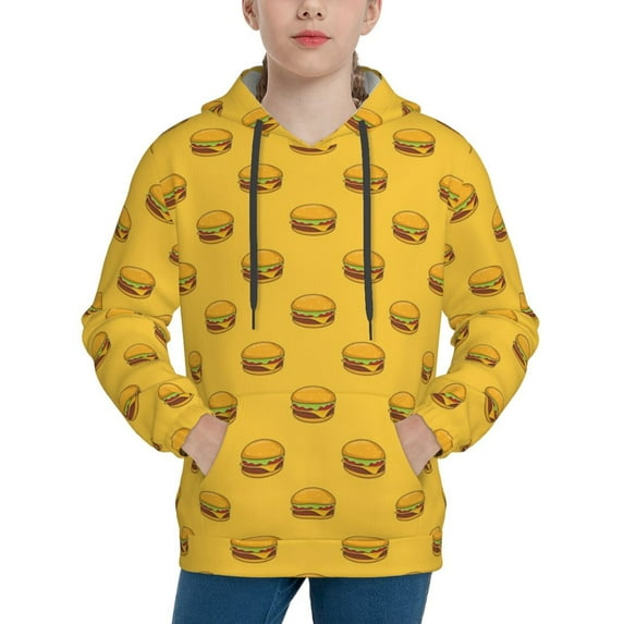 Lsque Burger 1 Patten Youth Hoodie Sweatshirt Pullover with Kangaroo Pocket Boys and Girls Hoodie Warm Hoodie for Kids-Medium