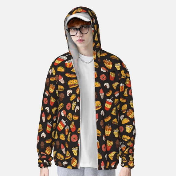 Lsque Burger Fries UPF 50+ Lightweight Sun Protection Men's Women's Long Sleeve Shirt, Hoodie Performance -X-Large