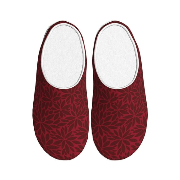 Lsque Burgundy Floral Pattern Womens Comfort Cotton on Scuff With Memory Foam and Anti-skid Sole Slipper-42/43