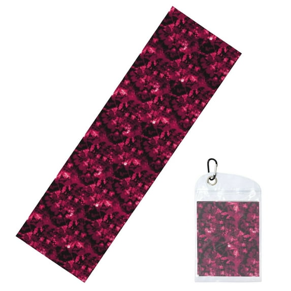 Lsque Burgundy Tie Dye Printed Cooling Towel (40"x 12"), Ice Towel, Microfiber, Soft Breathable Chilly Towel for Yoga, Sport, Gym, Workout, Fitness, Running