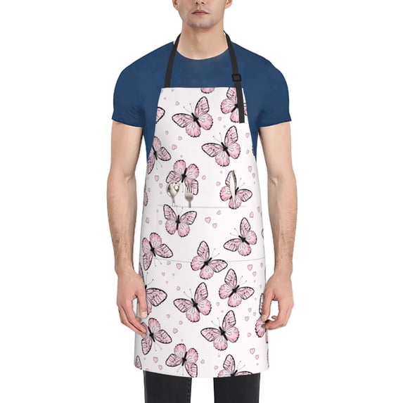 Lsque Butterflies (2) Waterproof Apron Chef Aprons for Men Heavy Duty Chemical Work Apron Extra Long Grilling Aprons with Adjustable Bib Apron